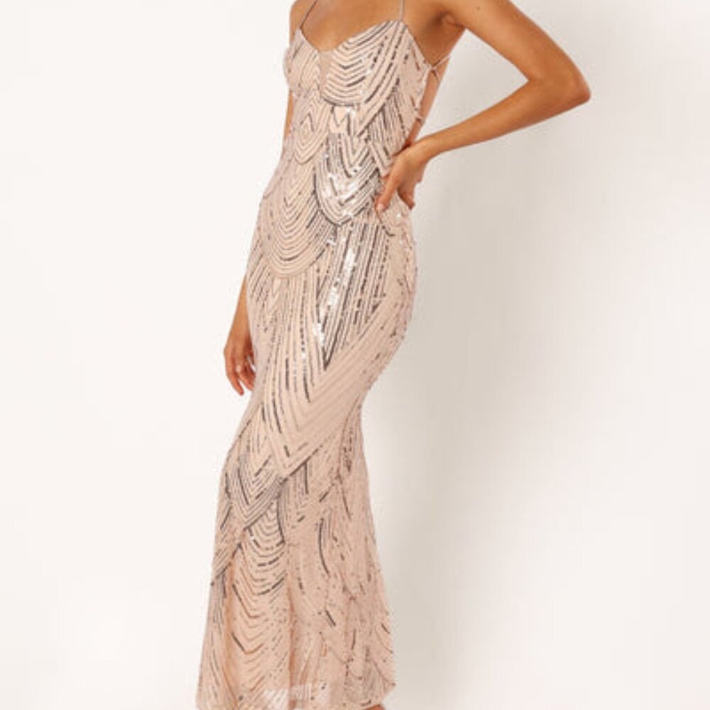 Petal & Pup Marilyn Midi Dress – Gold, Size M